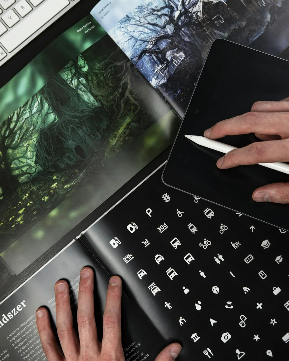 Designer drawing on a digital tablet